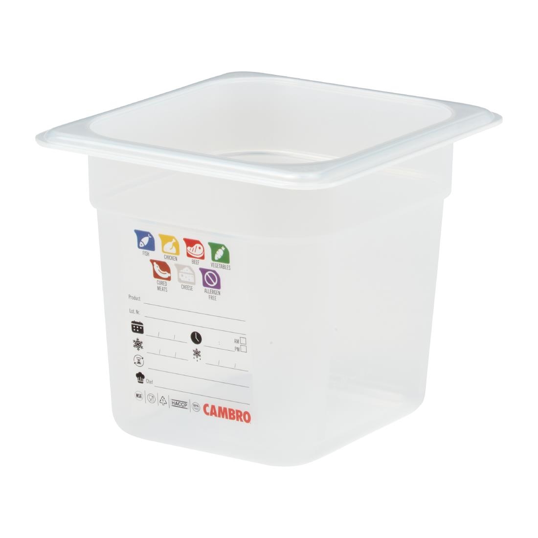 Cambro Safetrak IML Polypropylene Food Storage Container 1-6 GN 150mm (JN517)