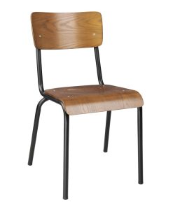 Bolero Cantina Side Chairs with Dark Wooden Seat Pad 4 Pack (HS551)