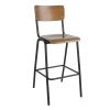Bolero Cantina Back Rest High Stool with Seat Pad Dark Walnut Effect (HS552)