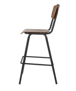 Bolero Cantina Back Rest High Stool with Seat Pad Dark Walnut Effect (HS552)