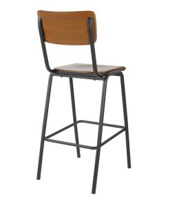 Bolero Cantina Back Rest High Stool with Seat Pad Dark Walnut Effect (HS552)