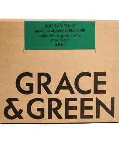 Grace and Green Organic Cotton Applicator Tampons Super 200 Pack (JN483)