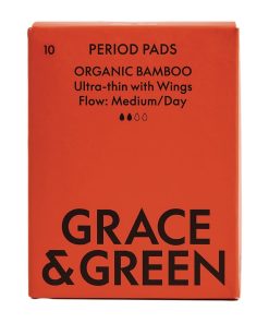 Grace and Green Organic Bamboo Period Pads Medium 10 Pack (JN486)