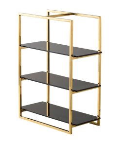 WNK Cake Stand 3-Tier Mirror Gold and Black Inserts (JP052)