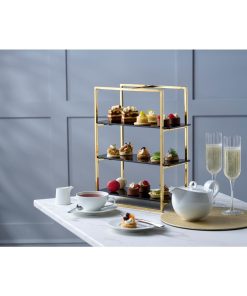 WNK Cake Stand 3-Tier Mirror Gold and Black Inserts (JP052)