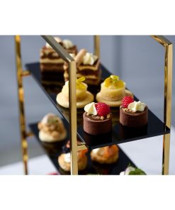 WNK Cake Stand 3-Tier Mirror Gold and Black Inserts (JP052)