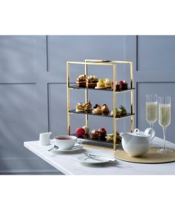 WNK Cake Stand 3-Tier Mirror Gold and Black Inserts (JP052)