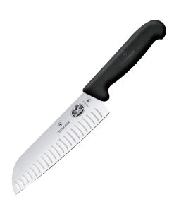 Victorinox Fibrox Fluted Santoku Knife Black 17cm (JP295)