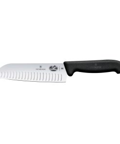Victorinox Fibrox Fluted Santoku Knife Black 17cm (JP295)