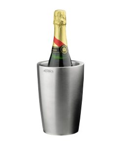 Elia Insulated Curved Bottle Cooler Satin Steel 130mm (JP344)
