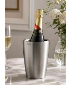 Elia Insulated Curved Bottle Cooler Satin Steel 130mm (JP344)