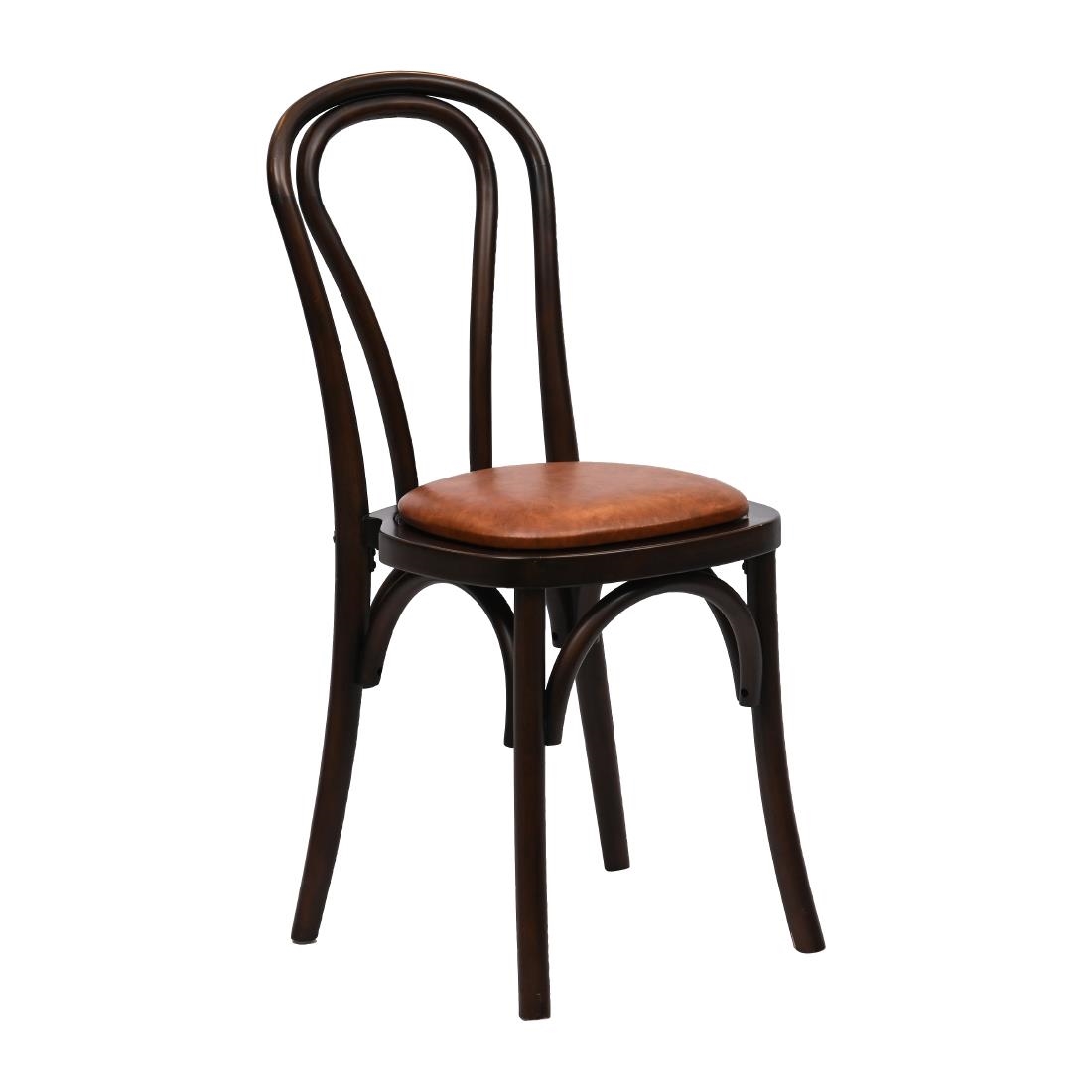 Hoop Back Dining Chairs Dark Walnut with Bison Tan Seat 2 Pack (HX822)