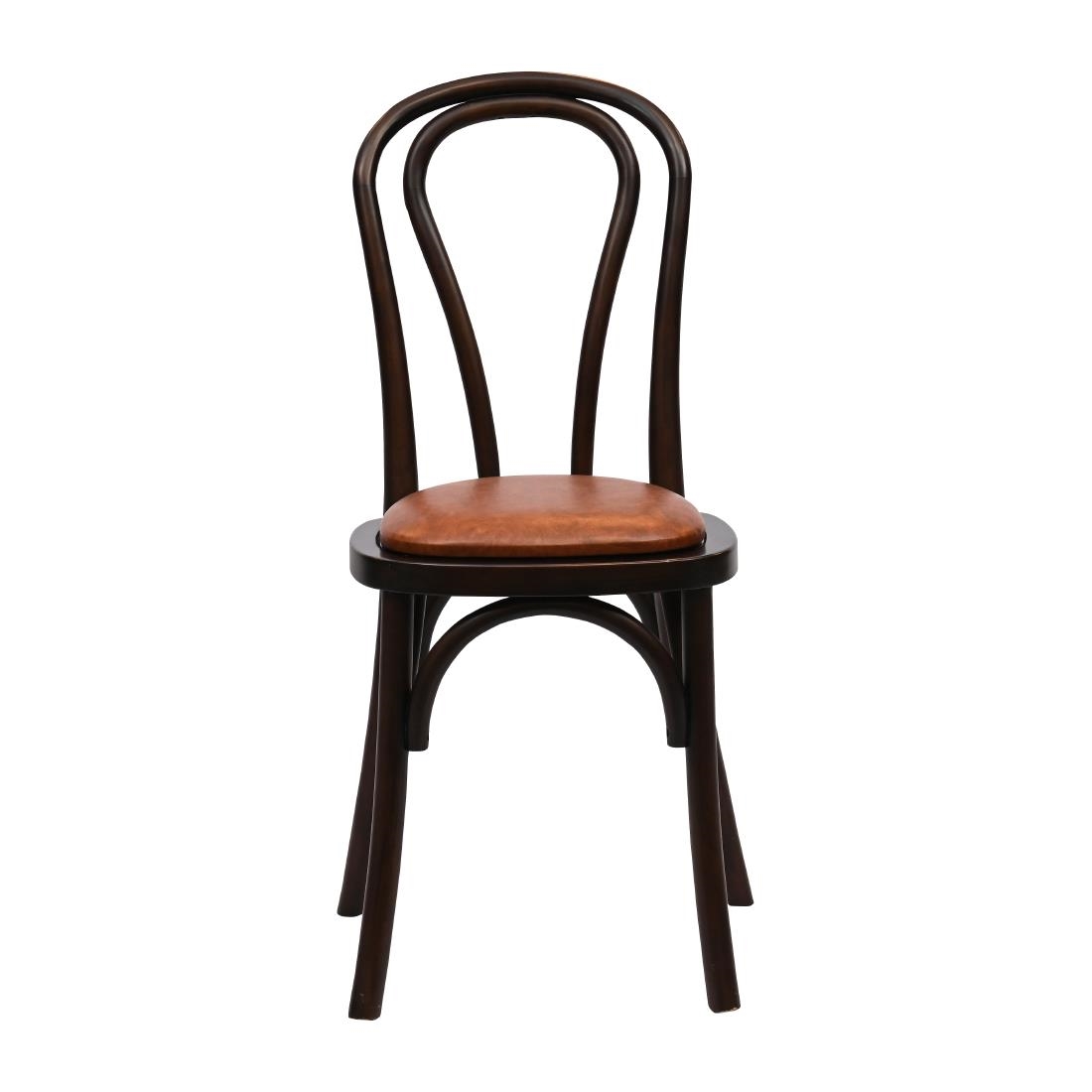 Hoop Back Dining Chairs Dark Walnut with Bison Tan Seat 2 Pack (HX822)