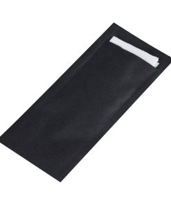 Fiesta Recyclable Paper Cutlery Pouches Black 250 Pack (JB847)