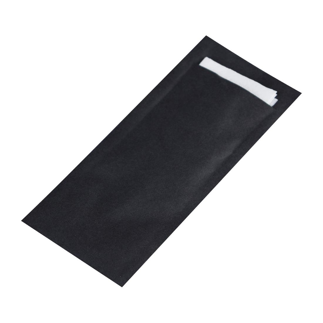 Fiesta Recyclable Paper Cutlery Pouches Black 250 Pack (JB847)