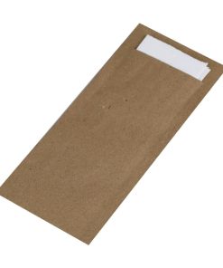 Fiesta Recyclable Paper Cutlery Pouches Kraft 250 Pack (JB848)