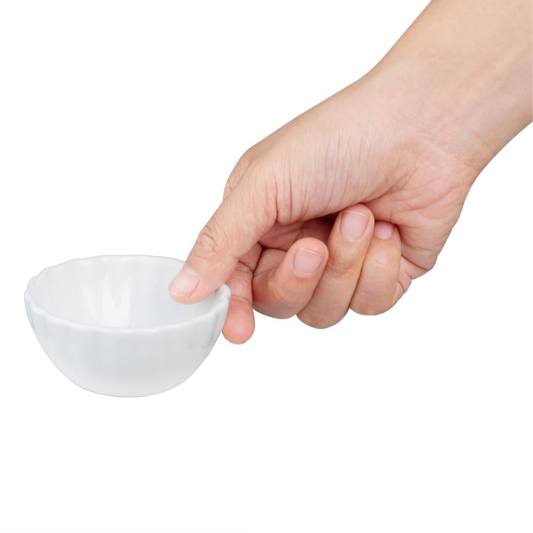 Olympia Bloom Scalloped Dipping Dishes White 75mm 12 Pack (JK877)
