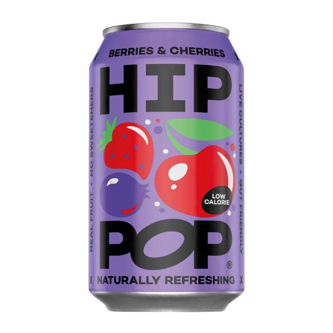 Hip Pop Living Soda Berries and Cherries 330ml 12 Pack (KA914)
