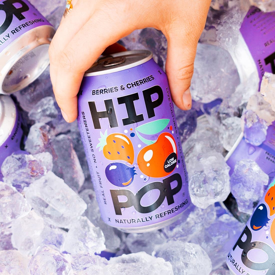 Hip Pop Living Soda Berries and Cherries 330ml 12 Pack (KA914)