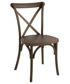 Bolero Manhattan Cross Back Chairs Chestnut Wood Effect 4 Pack (JN380)