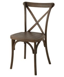 Bolero Manhattan Cross Back Chairs Chestnut Wood Effect 4 Pack (JN380)