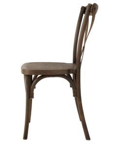 Bolero Manhattan Cross Back Chairs Chestnut Wood Effect 4 Pack (JN380)