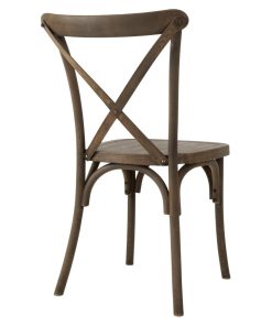 Bolero Manhattan Cross Back Chairs Chestnut Wood Effect 4 Pack (JN380)