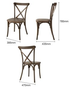 Bolero Manhattan Cross Back Chairs Chestnut Wood Effect 4 Pack (JN380)