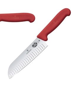 Victorinox Fibrox Santoku Knife Fluted Red 17cm (JP288)