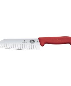 Victorinox Fibrox Santoku Knife Fluted Red 17cm (JP288)